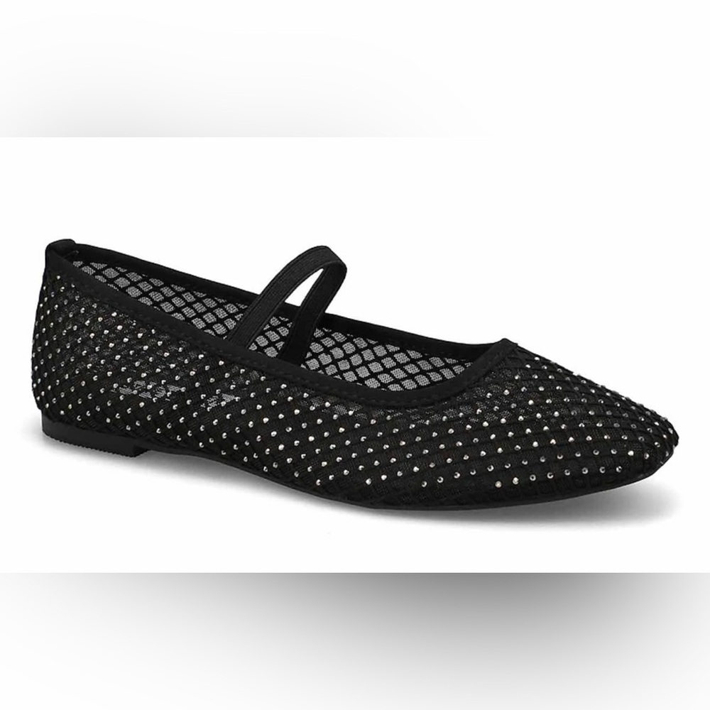 NWT Steve Madden Black Mesh Flats side 39 sparkly and comfortably!